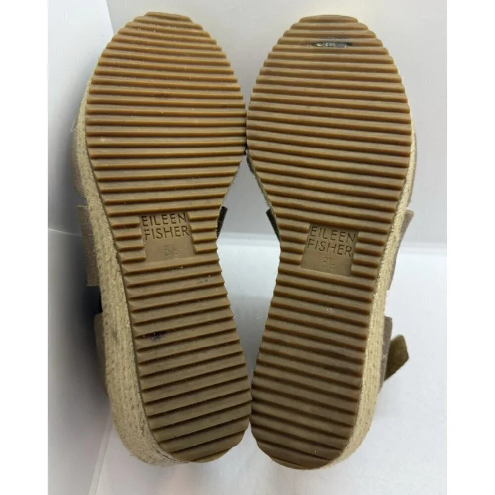 Eileen Fisher Willow Espadrille Platform Wedge Sandals Women 8.5 Metallic Bronze